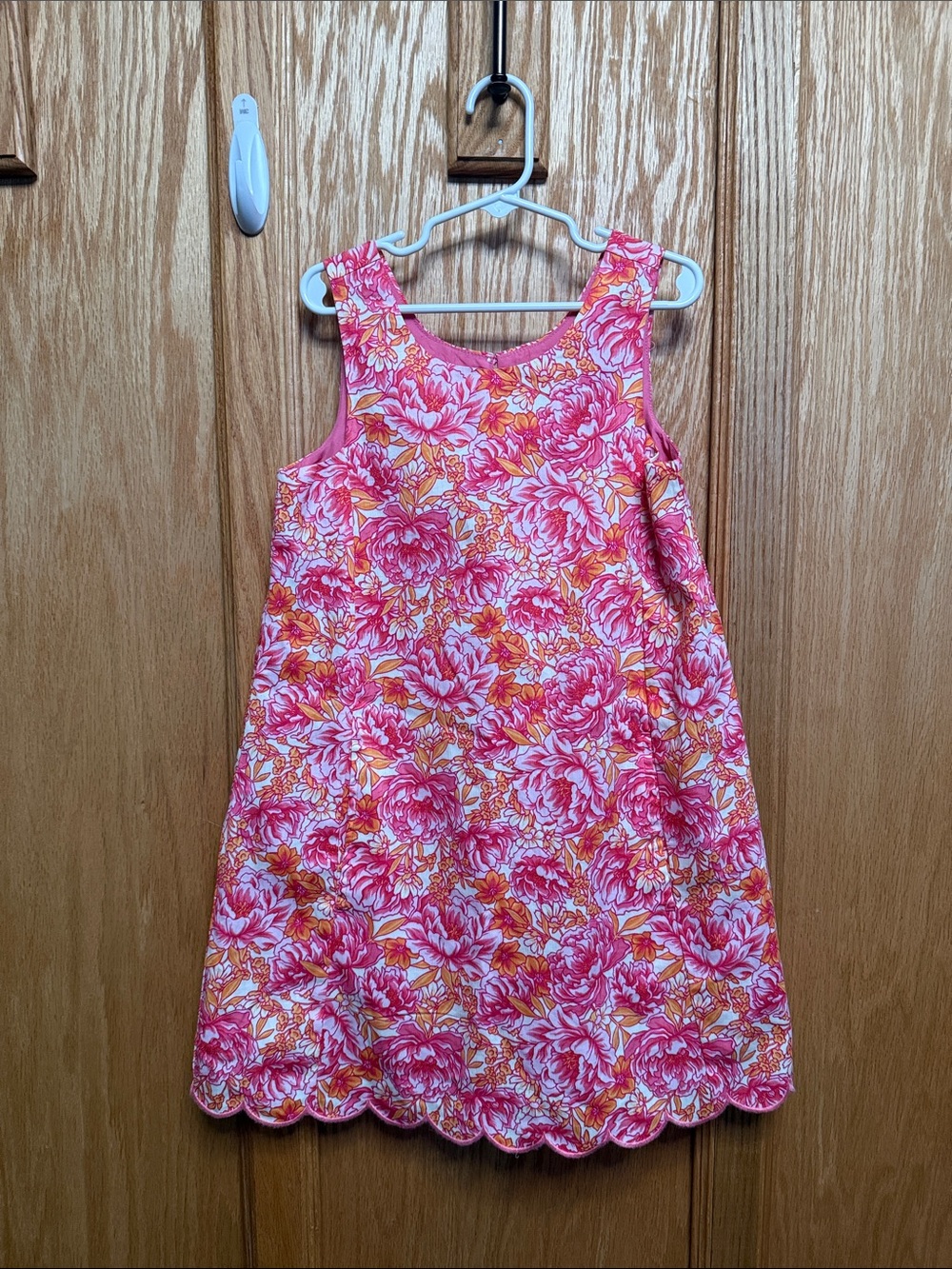 Tommy Bahama Pink & Orange Floral Scallop-Hem Kids Dress